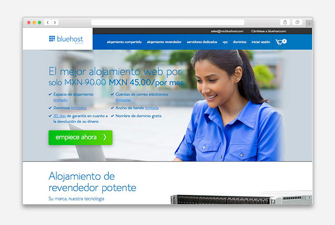 Diseño de Página Web para BlueHost - CreadoresWeb.mx