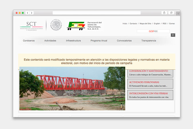 Diseño de Página Web para Ferrocarril del Istmo de Tehuantepec - CreadoresWeb.mx