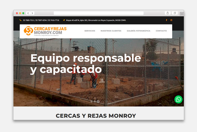 Diseño de Página Web para Cercas y Rejas Monroy - CreadoresWeb.mx