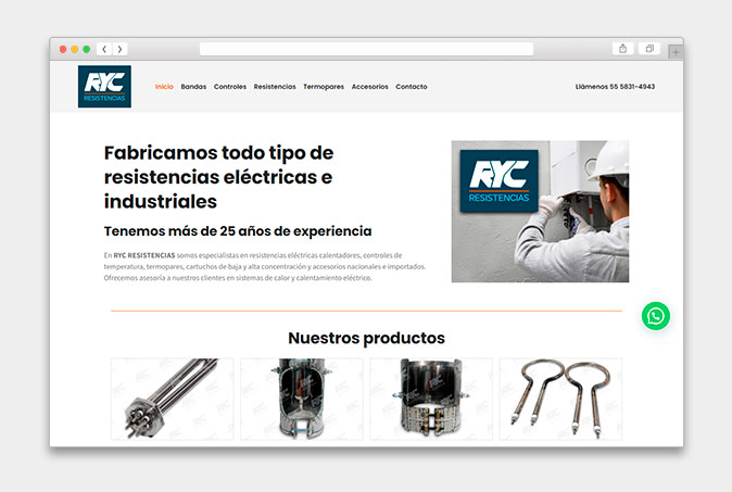 Diseño de Página Web para RYC Resistencias - CreadoresWeb.mx